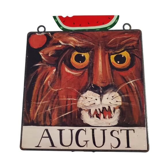 Vintage Nancy Thomas 1995 August Lion Metal Watermelon Original Month Series - Picture 1 of 8